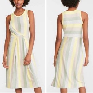 Lou & Grey LOFT Dress Striped Sleeveless Wrapped Pin Tuck Waist Casual Knit XL
